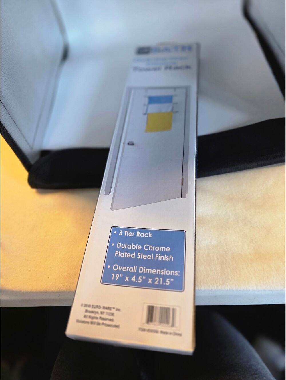 Euro-Ware Over-the-Door Chrome 3-Tier Towel Rack EW208 New in Box